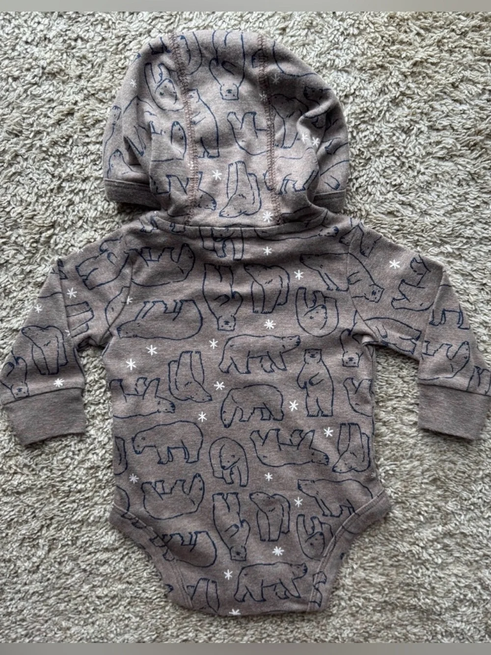 Carter’s 3M Hooded Polar Bear Long Sleeve Bodysuit Brown